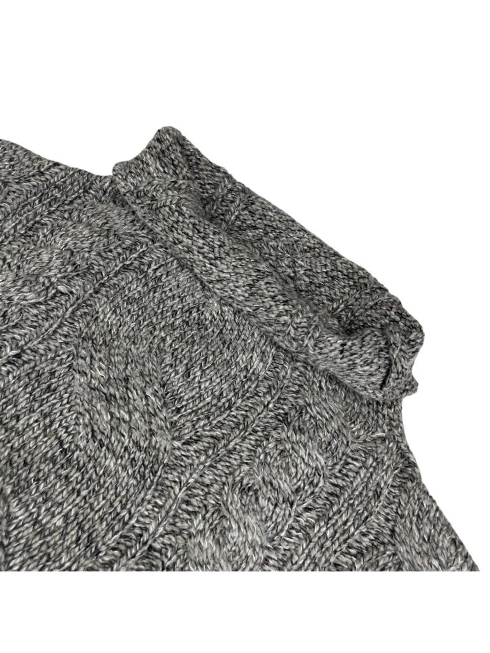 Banana Republic Men's Chunky Cable-Knit Fisherman Turtleneck Sweater Gray • XL